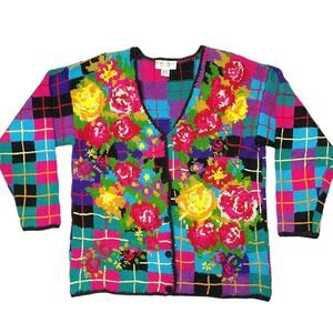 Colorful grandma cardigan vintage floral